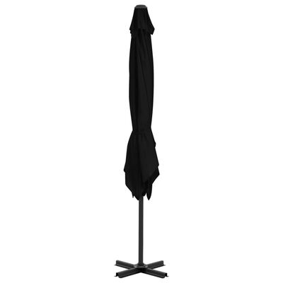 vidaXL Riippuva aurinkovarjo alumiinipylväällä musta 250x250 cm