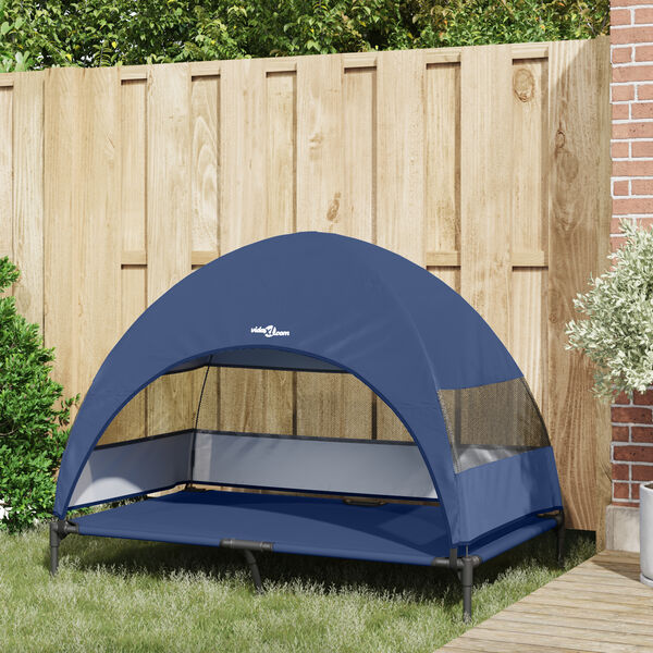 vidaXL Korotettu koiranpeti Laivastonsininen 127 x 81 x 108 cm