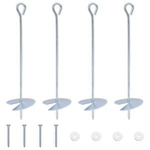 vidaXL Maakiinnike 4 pcs Hopea &Oslash;10 x 40 cm Galvanoitu Metalli