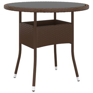 vidaXL Puutarhap&ouml;yt&auml; &Oslash;80x75 cm karkaistu lasi ja polyrottinki ruskea