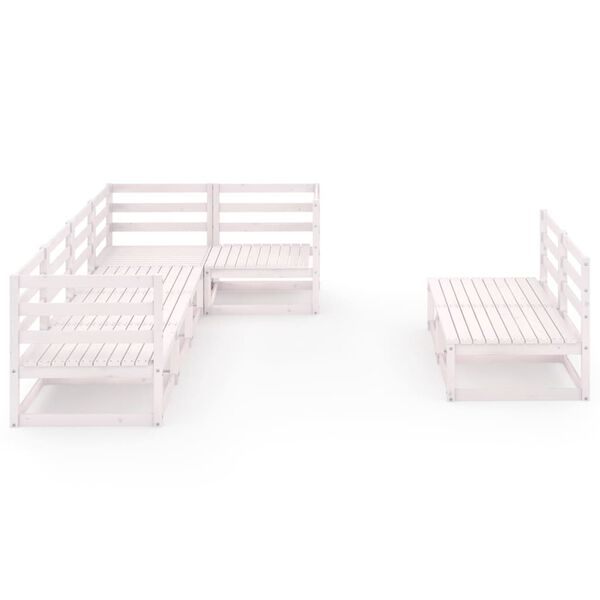 vidaXL 7-osainen Puutarhasohvasarja valkoinen t&auml;ysi m&auml;nty