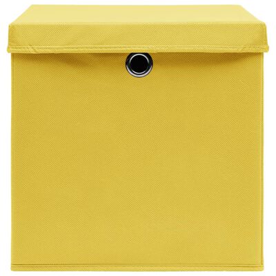vidaXL Säilytyslaatikot kansilla 10 kpl 28x28x28 cm keltainen