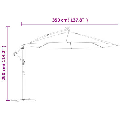 vidaXL Aurinkovarjo LED-valoilla viininpunainen 350 cm