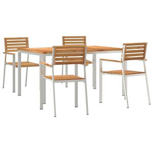 vidaXL Piharuokailu setti 5 kpl Tiikki puu ja ruostumaton ter&auml;s