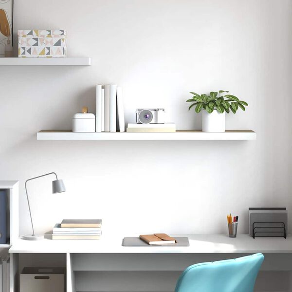 vidaXL Kelluva sein&auml;hylly tammi ja valkoinen 120x23,5x3,8 cm MDF