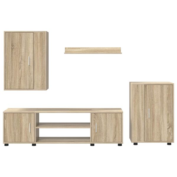 vidaXL TV-tasosetti 4 pcs Sonoman tammi Tekninen puu