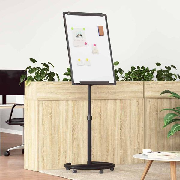 vidaXL Magneettinen valkotaulu Musta ja Valkoinen 62 x 62,5 x 197 cm