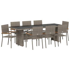 vidaXL Piharuokailu setti 9 kpl Harmaa polyrottinki