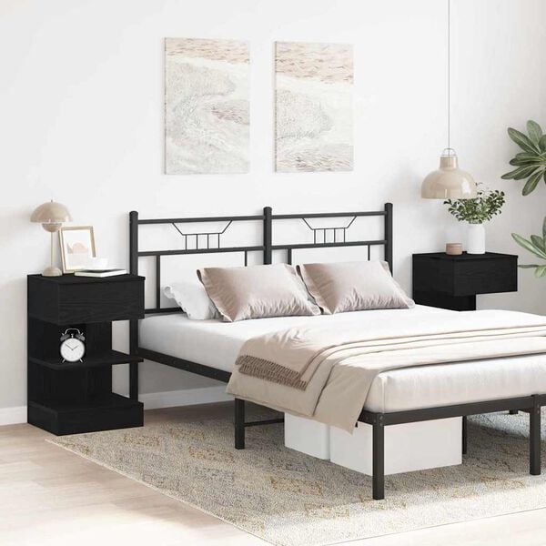 vidaXL Yöpöytäkaappi 2 pcs Musta tammi. 40 x 35 x 65 cm Tekninen puu