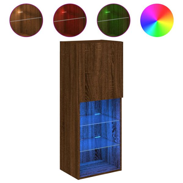 vidaXL TV-kaappi LED-valoilla ruskea tammi 40,5x30x102 cm