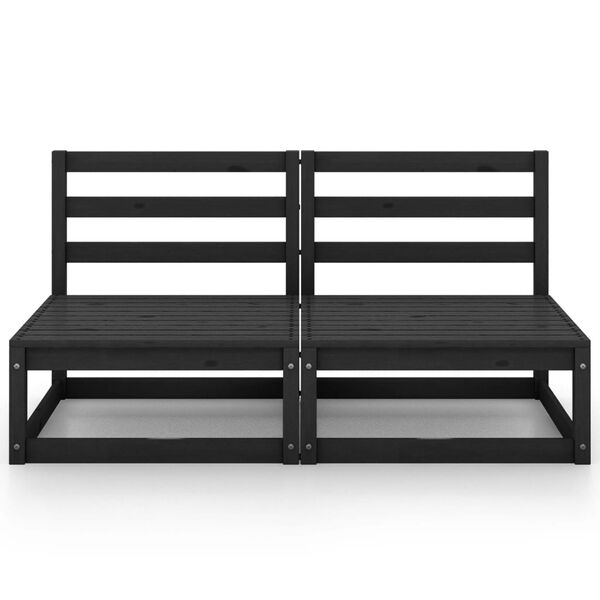 vidaXL 2-istuttava Puutarhasohva musta täysi mänty