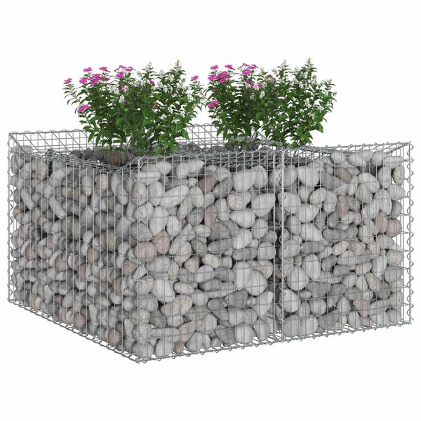 vidaXL Gabion Kohotettu Peti Hopea 100 x 100 x 60 cm Galvanoitu ter&auml;s