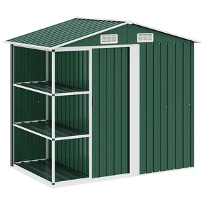 vidaXL Puutarhavaja telineell&auml; vihre&auml; 205x130x183 cm rauta