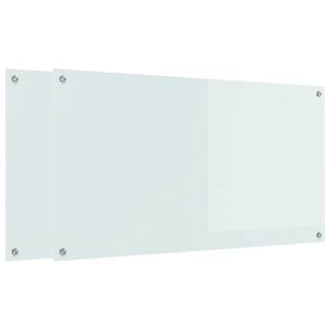 vidaXL Keitti&ouml;n suojapaneeli 2 pcs Valkoinen 110 x 60 cm