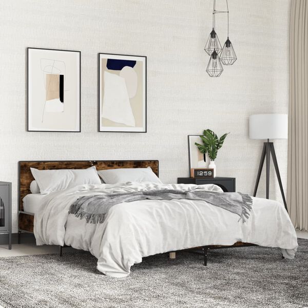 vidaXL S&auml;ngynrunko savutammi 160x200 cm tekninen puu ja metalli