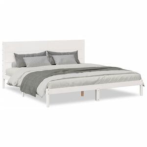 vidaXL S&auml;ngynrunko erikoispitk&auml; ei patjaa valk. 200x210 cm massiivipuu