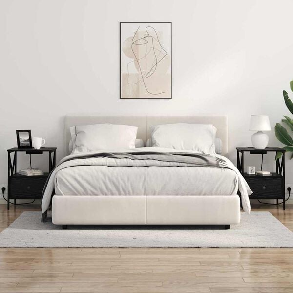 vidaXL Y&ouml;p&ouml;yt&auml;kaappi Musta tammi. 41,5 x 40,5 x 55 cm Tekninen puu