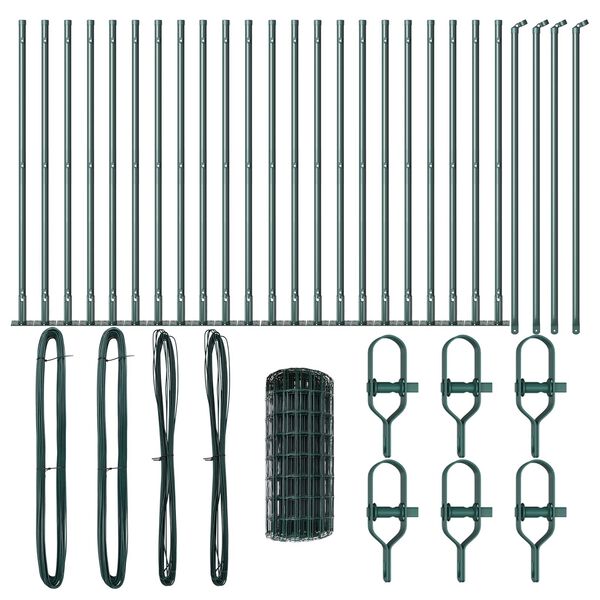 vidaXL Aita paalujen kanssa Vihre&auml; 0.4 x 50 m Ter&auml;s