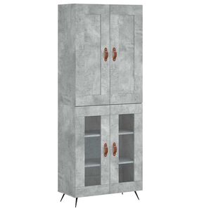 vidaXL Kaappi betoninharmaa 69,5x34x180 cm tekninen puu