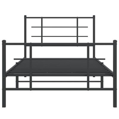 vidaXL Metallinen sängynrunko päädyillä musta 100x200 cm