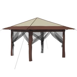 vidaXL Gazebo 4 Sivusein&auml;ll&auml; Kerma ja ruskea