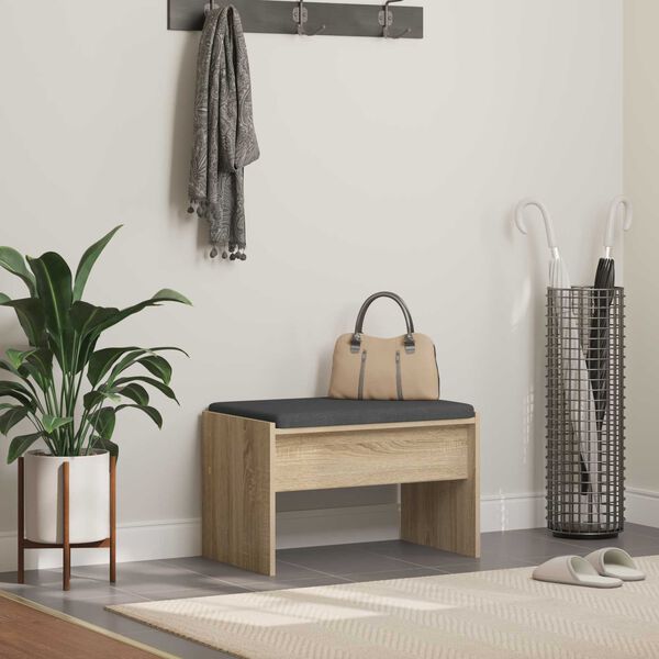 vidaXL Halli penkki tyynyll&auml; Sonoman tammi 63 x 38 x 40 cm