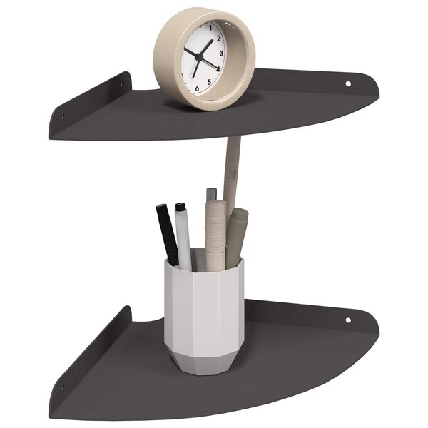 vidaXL Kulma Kelluva Hylly hyllyll&auml; 2 pcs Musta 24 x 24 x 2 cm