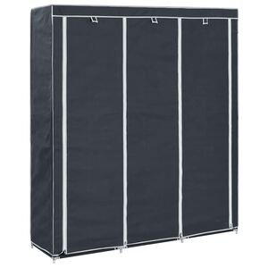 vidaXL Vaatekaappi lokeroilla ja tangoilla kangas 150x45x175 cm musta