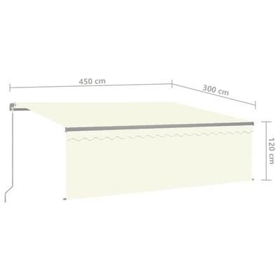 vidaXL Manuaalisesti kelattava markiisi verho/LED 4,5x3 m kerma