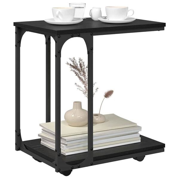 vidaXL Sivup&ouml;yt&auml; hyllyll&auml; Musta tammi. 50 x 35 x 55.5 cm Tekninen puu