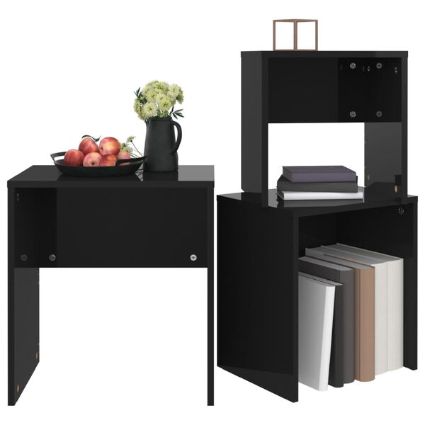 vidaXL Sarjasohvap&ouml;yd&auml;t 3 kpl korkeakiilto musta lastulevy