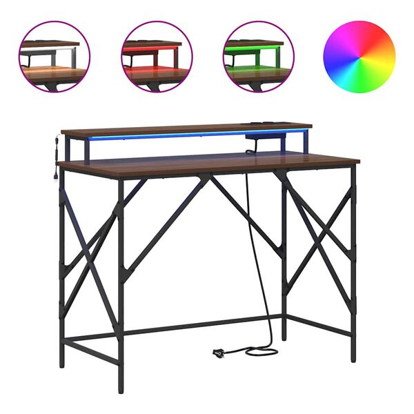 vidaXL P&ouml;yt&auml; hyllyll&auml; Ruskea tammi 100 x 50 x 86,5 cm Tekninen puu