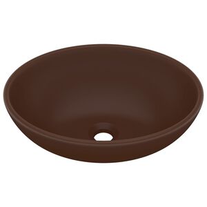 vidaXL Ylellinen pesuallas ovaali matta tummanrusk. 40x33cm keraaminen