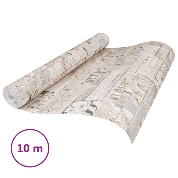 vidaXL Tapetti 3D kivityyli harmaa ja beige 10x0,53 m kuitukangas