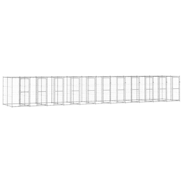 vidaXL Koiran ulkoh&auml;kki galvanoitu ter&auml;s 26,62 m&sup2;