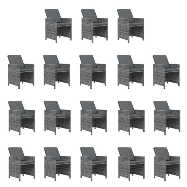 vidaXL 15-osainen Ulkoruokailuryhm&auml; tyynyill&auml; polyrottinki harmaa