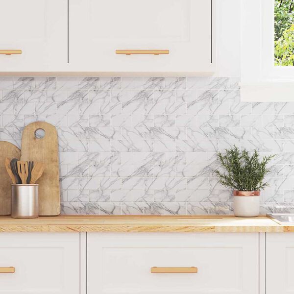 vidaXL Metrolaatta 20 pcs Valkoinen marmori 30,5 x 30,5 cm