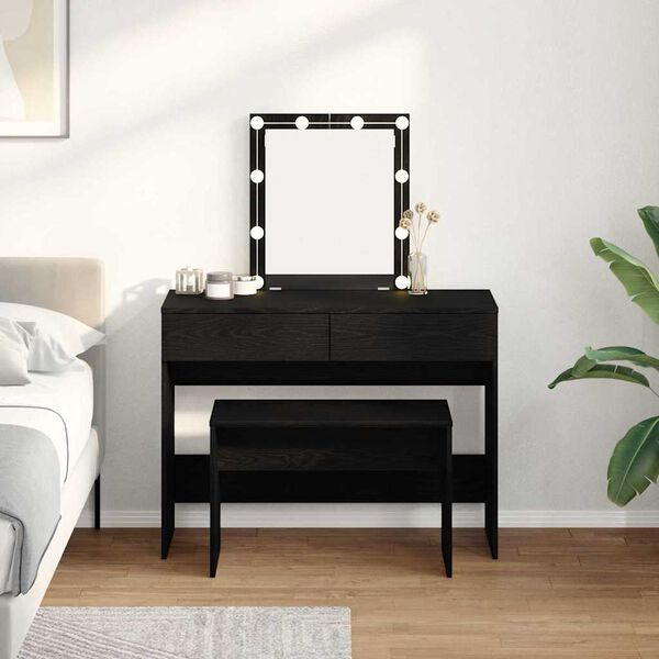 vidaXL Pukujakkara Musta tammi 70 x 35 x 45 cm Tekninen puu