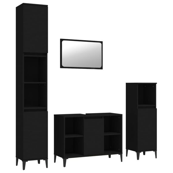 vidaXL 4-osainen Kylpyhuonekalustesarja musta tekninen puu