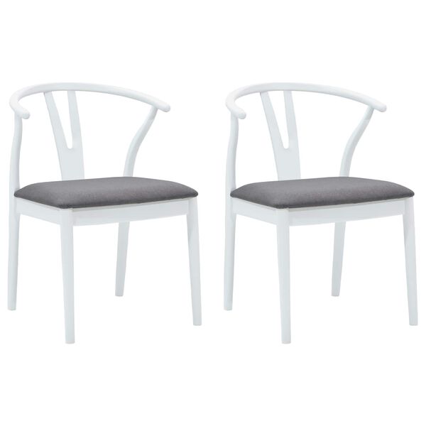 vidaXL Ruokatuoli 2 pcs Valkoinen ja Harmaa Kest&auml;v&auml; Kumipuinen