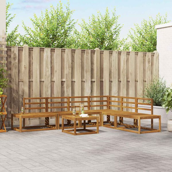 vidaXL Sohvasetti 7 Kappale Luonnollinen Tihe&auml; akasiapuu