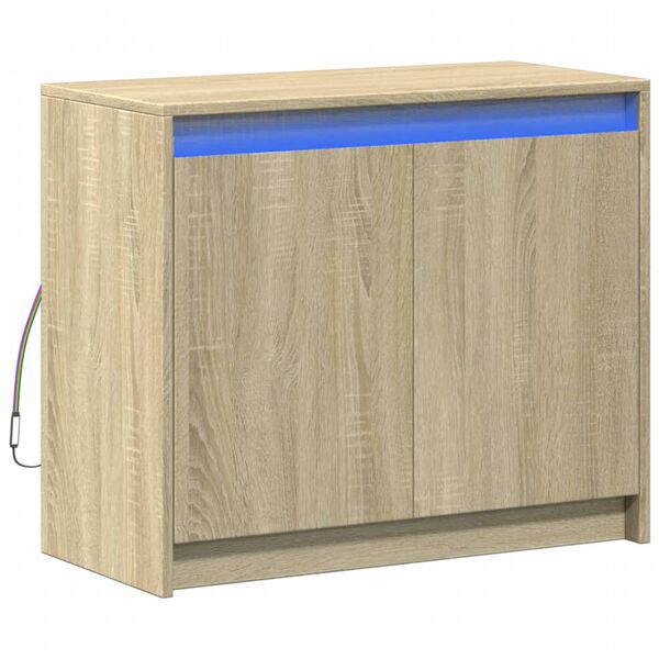 vidaXL Senkki LED-valoilla Sonoma-tammi 72x34x61 cm tekninen puu
