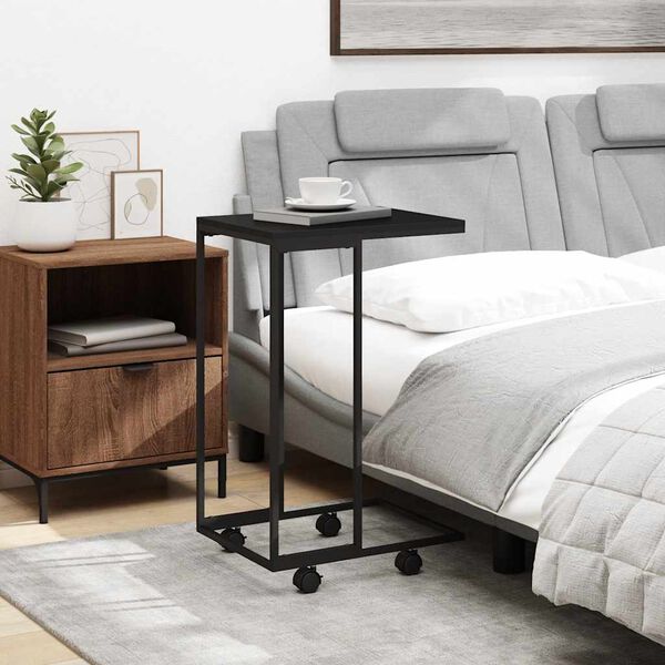 vidaXL Sivup&ouml;yt&auml; py&ouml;rill&auml; musta 40x30x63,5 cm tekninen puu