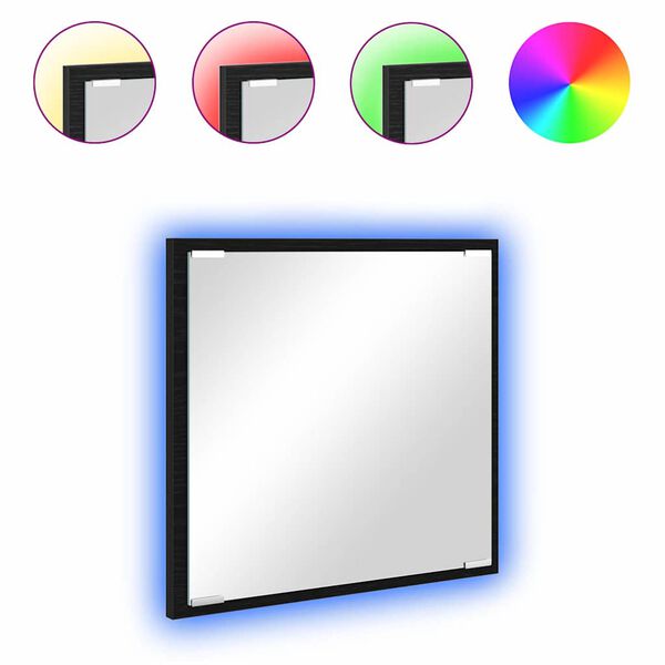 vidaXL LED kylpyhuonemirror Musta tammi 40 x 8.5 x 37 cm Tekninen puu