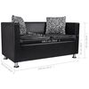 vidaXL Sohva 2:n istuttava keinonahka musta