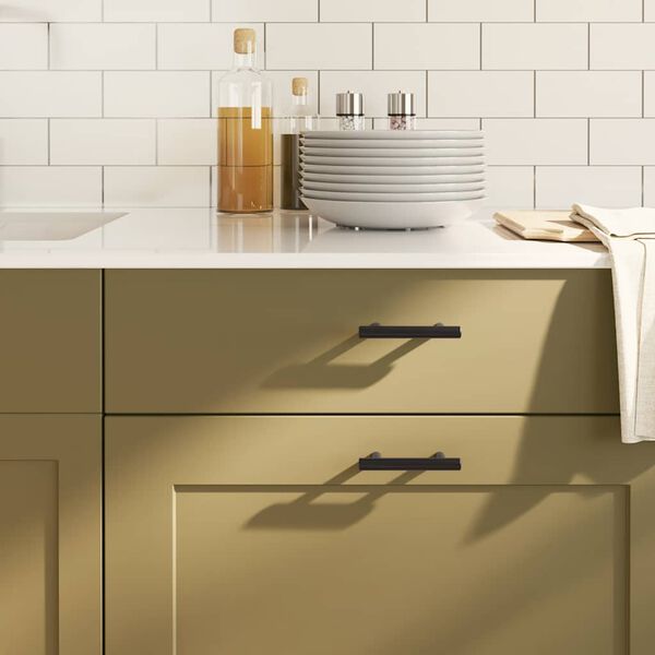 vidaXL Kaapin kahvat 10 kpl musta 64 mm ruostumaton ter&auml;s