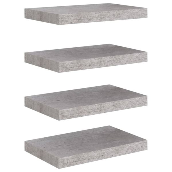 vidaXL Kelluvat sein&auml;hyllyt 4 kpl betoninharmaa 40x23x3,8 cm MDF
