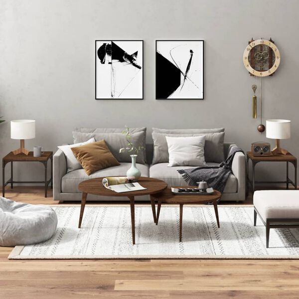 vidaXL Sivupöydät 2kpl ruskea tammi 40x40x35 cm tekninen puu