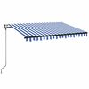 vidaXL Sis&auml;&auml;nkelattava markiisi LED/tuulisens. 350x250cm sinivalkoinen