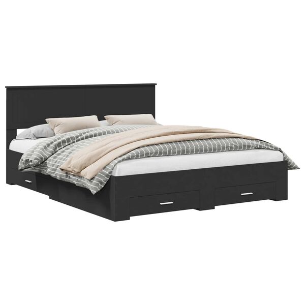 vidaXL S&auml;ngyn runko p&auml;&auml;tyll&auml; Musta 160 x 200 cm Tekninen puu